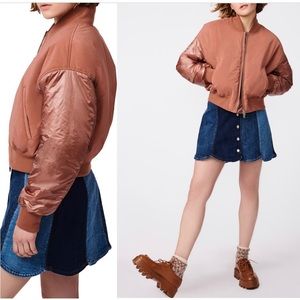 BERNIE Mixed Media Bomber Jacket rich copper